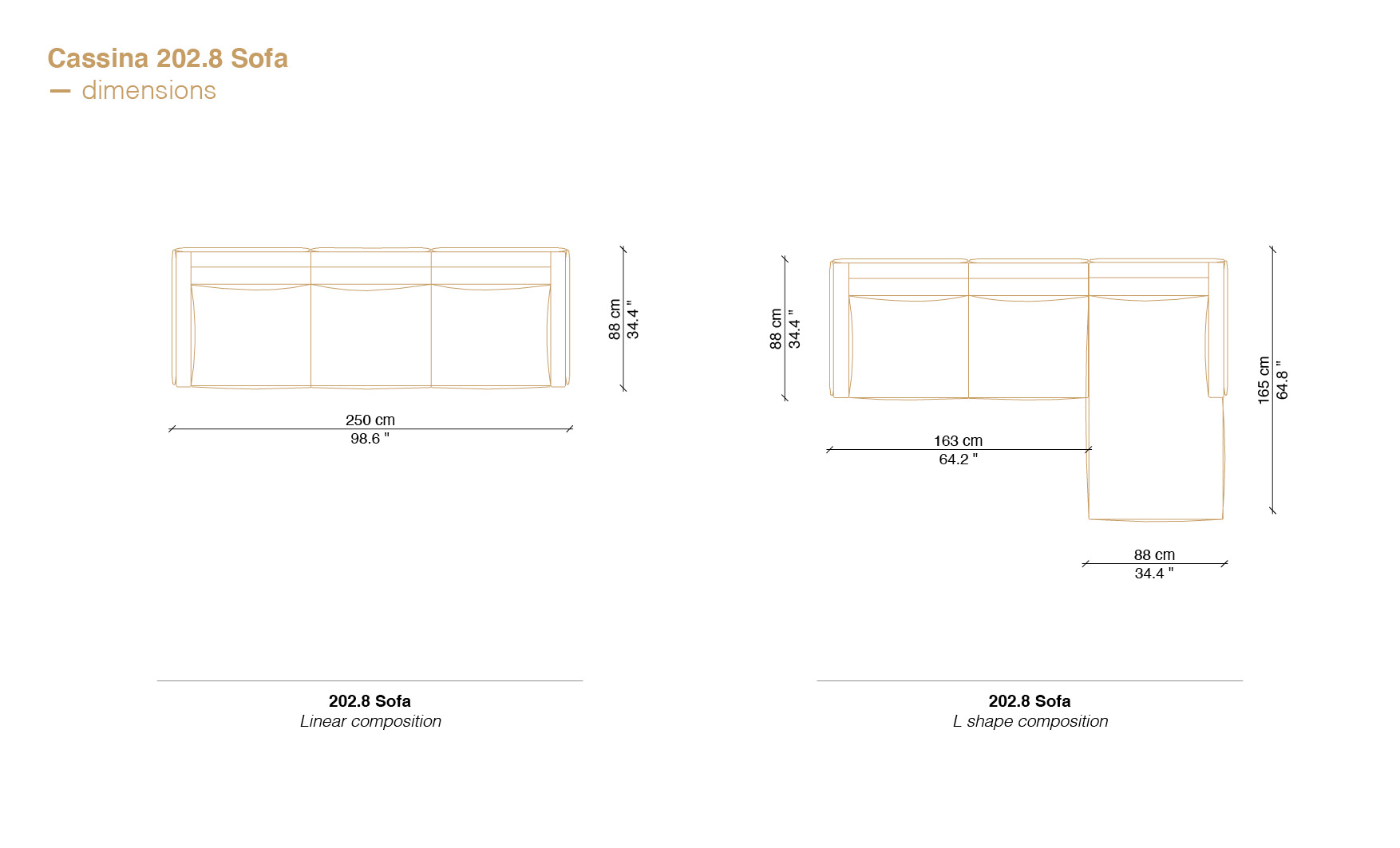 202.8 sofa compositions and Cassina sofa price