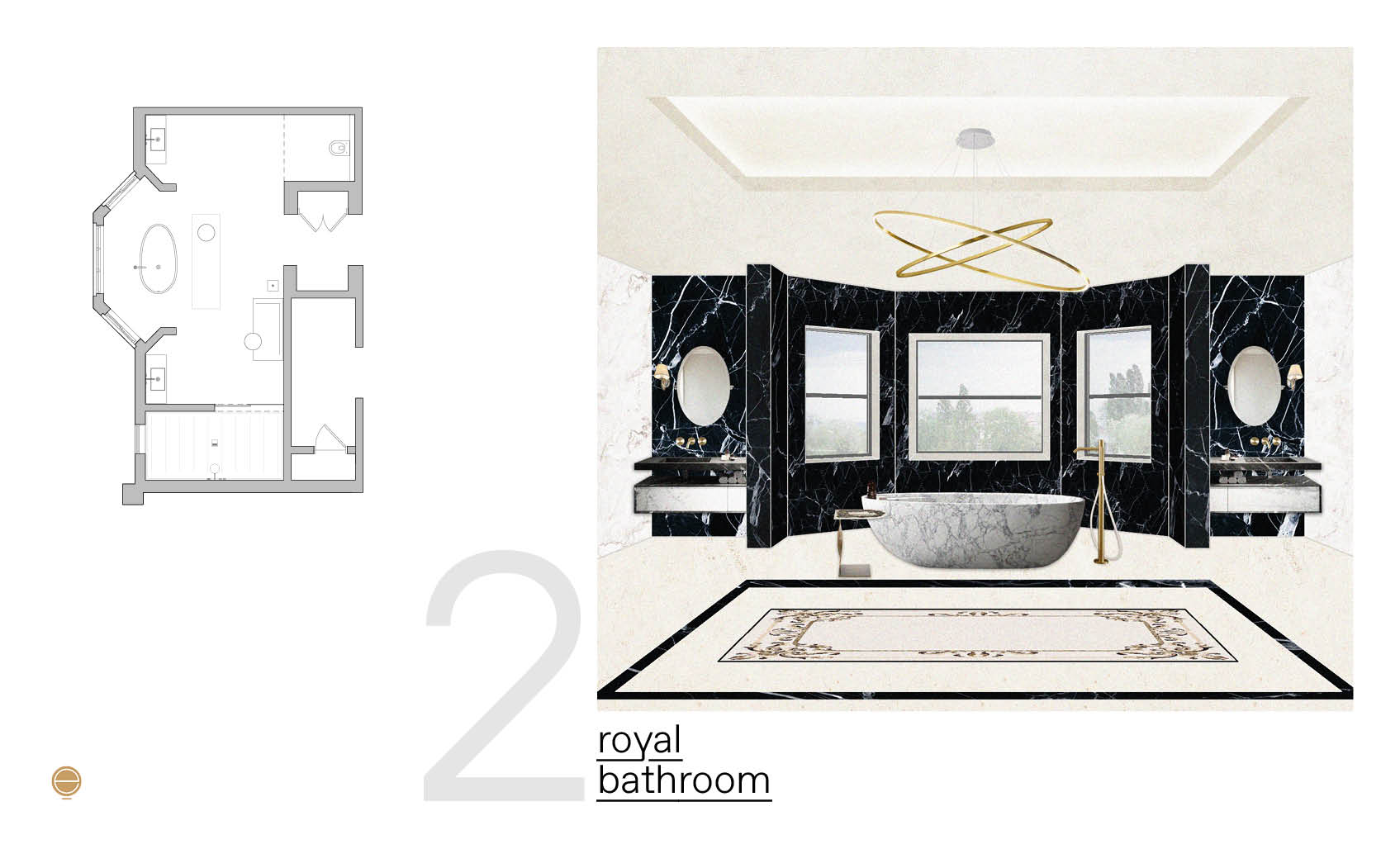 view of a royal luxury bathroom design made by Esperiri