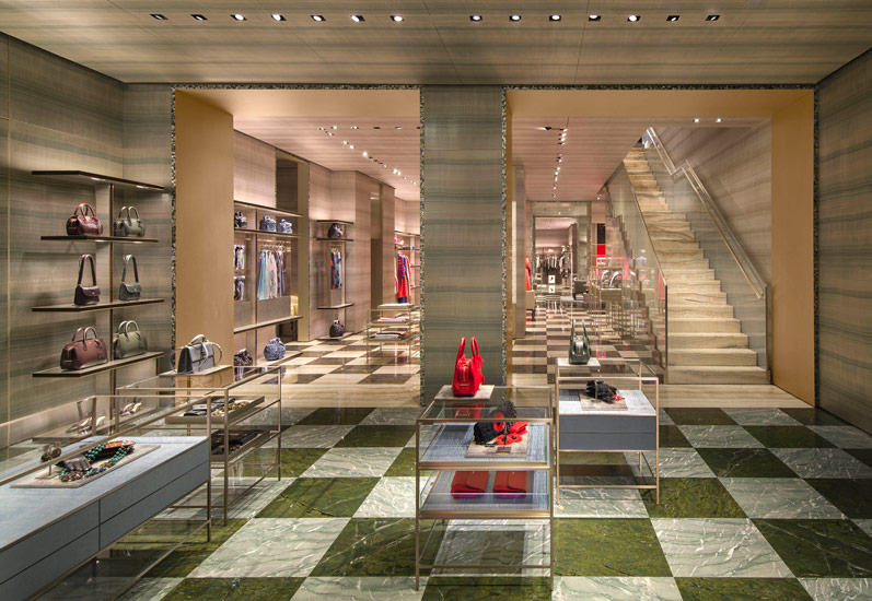 Giorgio Armani flagship store interior design and high-end shopping in Milan