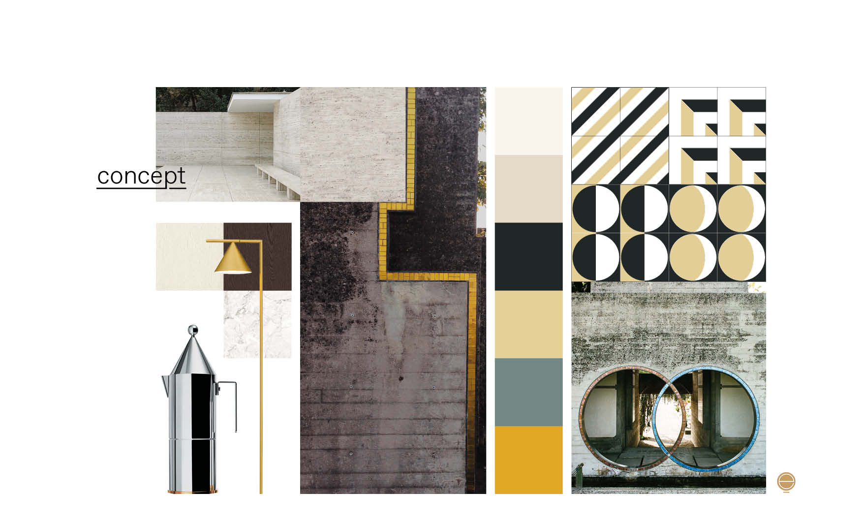 modern Italian living room concept moodboard designed by Esperiri Milano