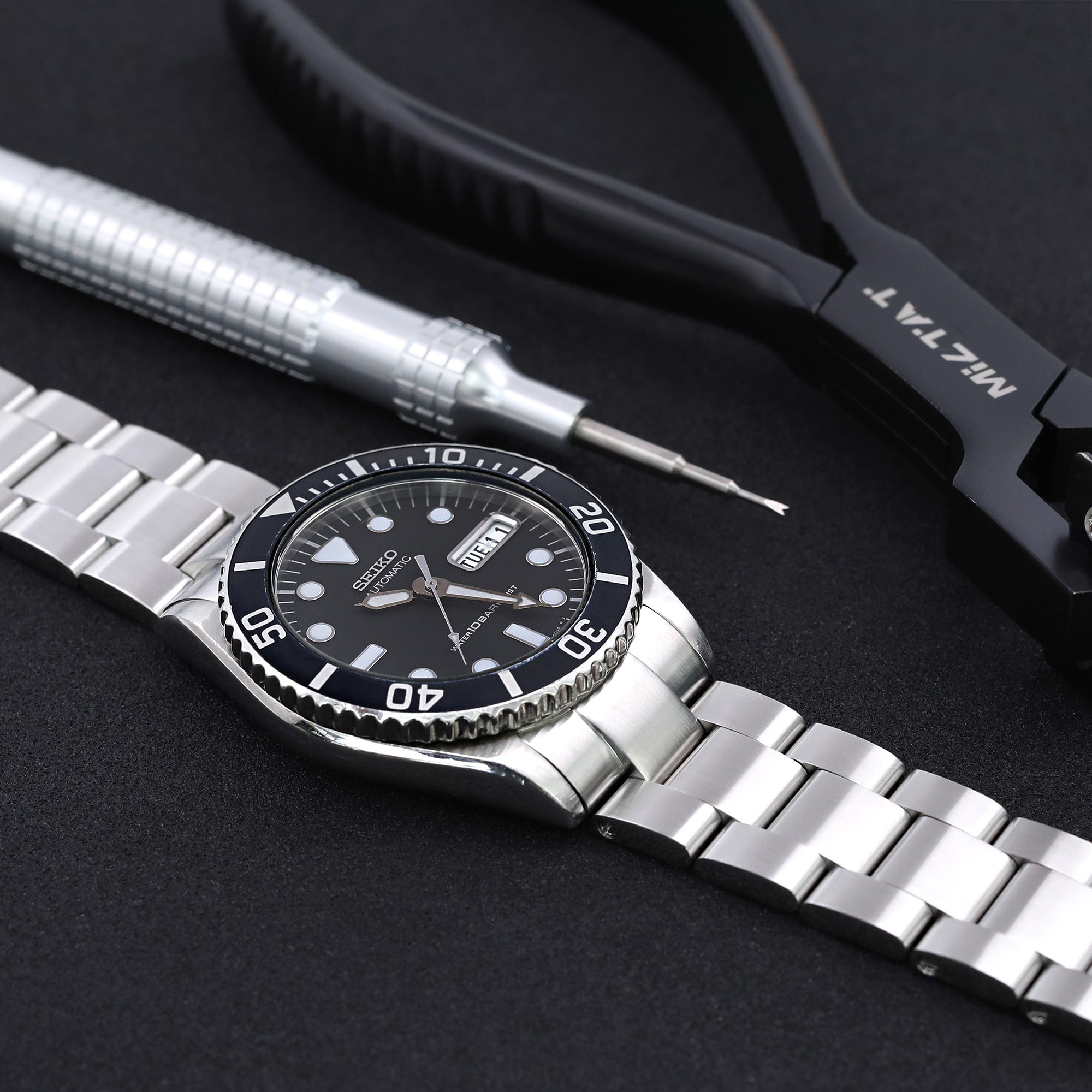 20mm Super-O Boyer Watch Bracelet for SEIKO Mid-size Diver SKX023 Diver Clasp Brushed Strapcode Watch Bands